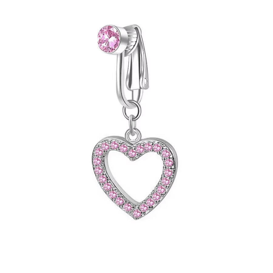 Clip on Belly Button Ring Butterfly Copper Zircon Pink Fake Belly Piercing Umbilical Navel Body Jewelry Trendy Fashion Style