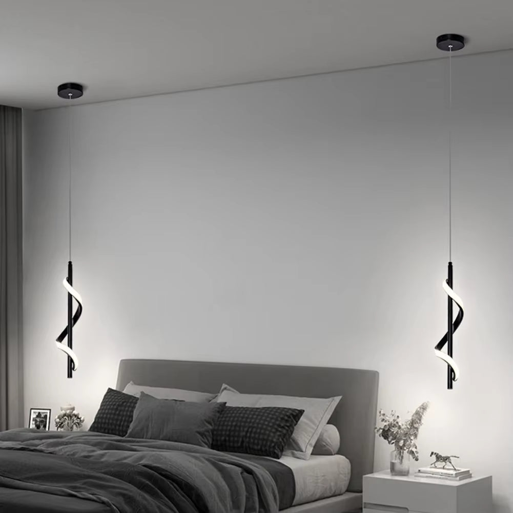 Nordic Spiral Chandelier Minimalist Modern Atmosphere Chandelier Metal Spiral Pendant Lamp for Ceiling Fixtures Lighting
