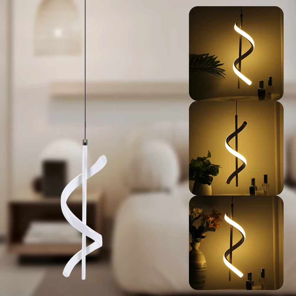 Nordic Spiral Chandelier Minimalist Modern Atmosphere Chandelier Metal Spiral Pendant Lamp for Ceiling Fixtures Lighting