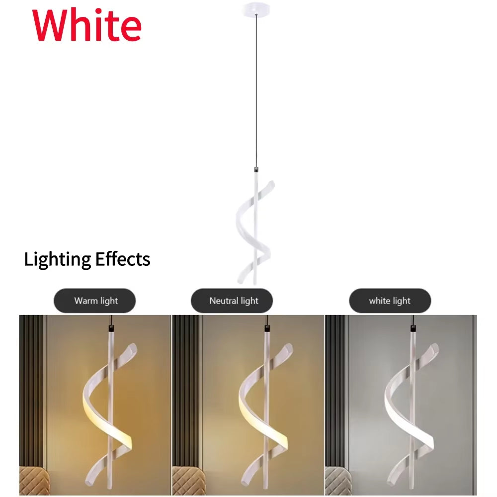 Nordic Spiral Chandelier Minimalist Modern Atmosphere Chandelier Metal Spiral Pendant Lamp for Ceiling Fixtures Lighting