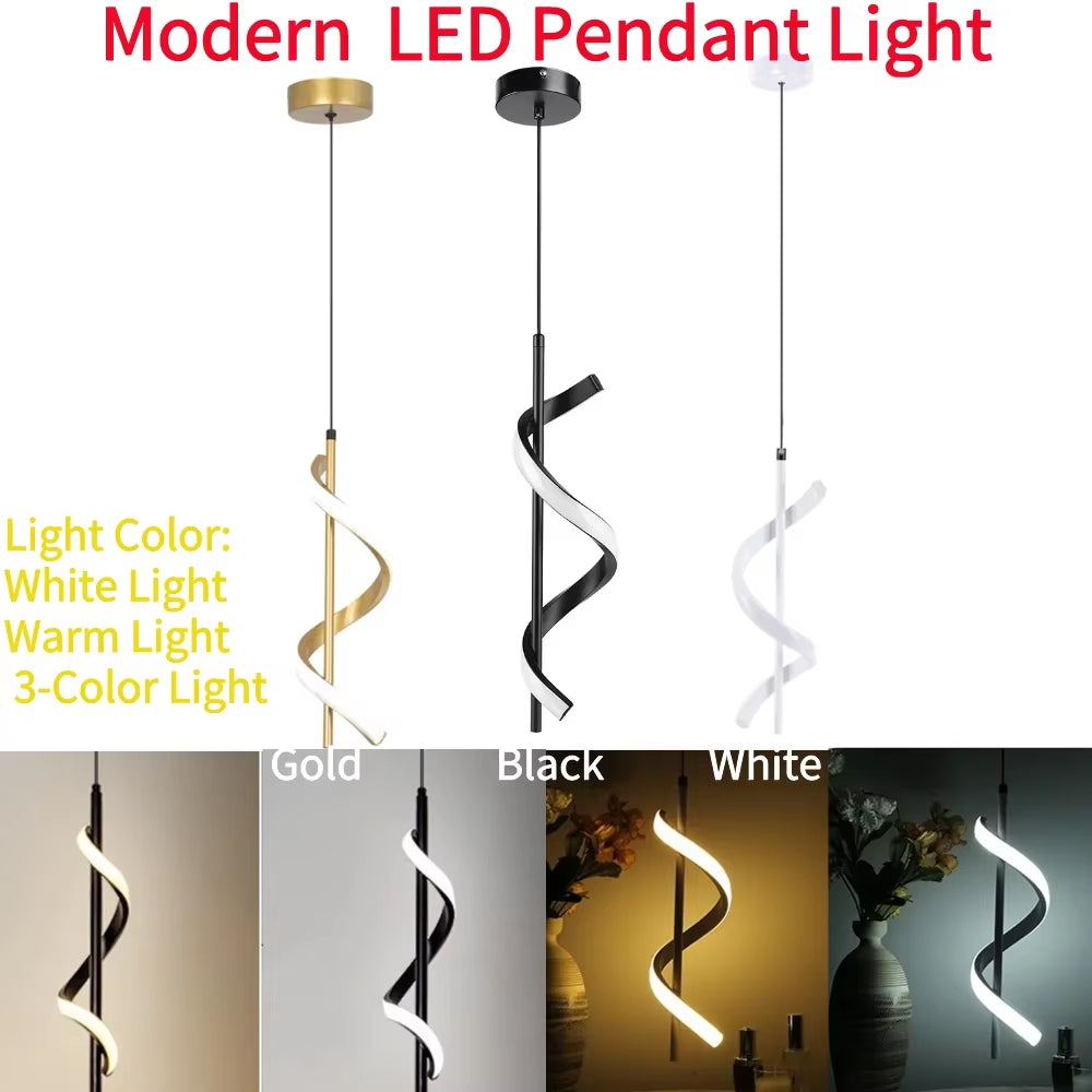 Nordic Spiral Chandelier Minimalist Modern Atmosphere Chandelier Metal Spiral Pendant Lamp for Ceiling Fixtures Lighting