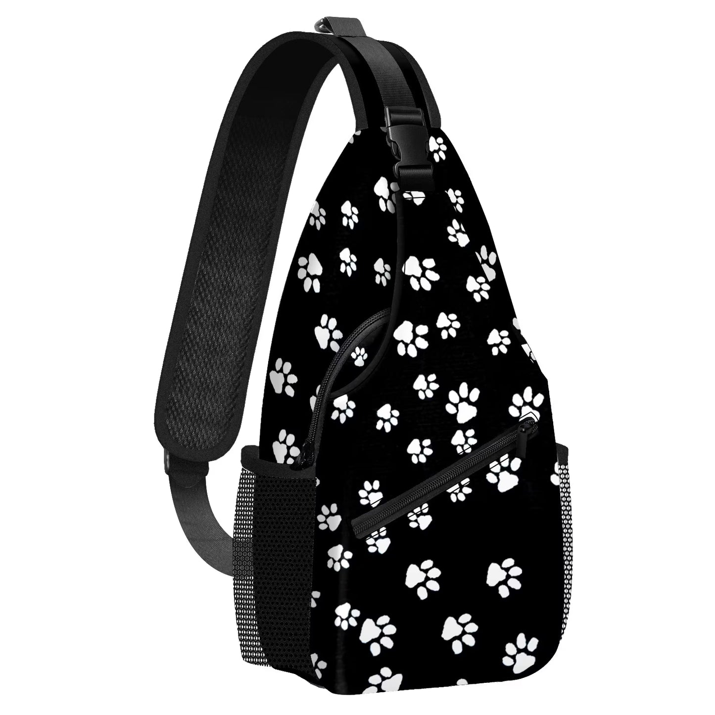Vacekoe Crossbody Sling Backpack for Men and Women - Outdoor Travel and Camping Daypack with Dog Footprint Design