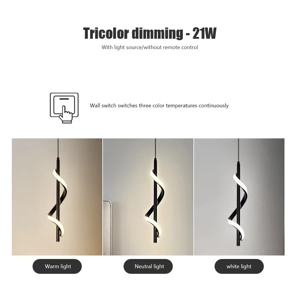Nordic Spiral Chandelier Minimalist Modern Atmosphere Chandelier Metal Spiral Pendant Lamp for Ceiling Fixtures Lighting