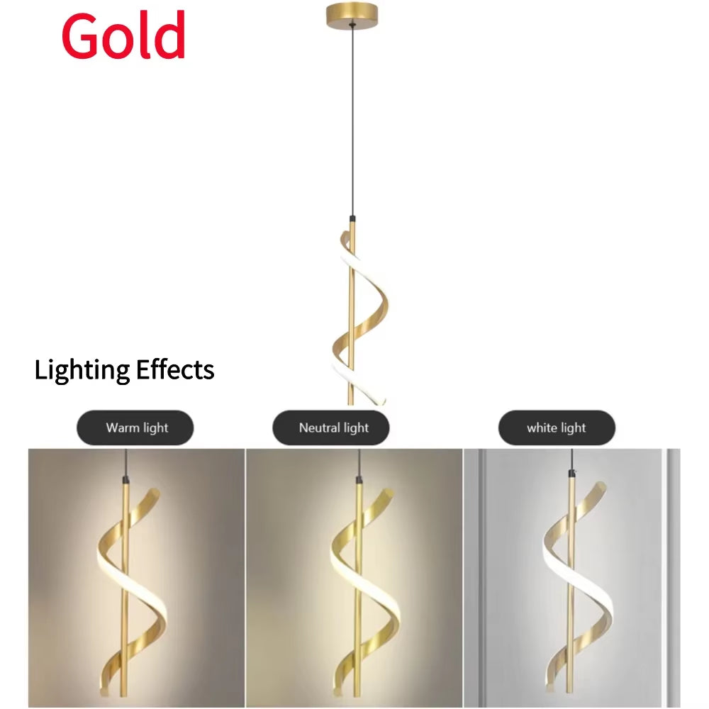 Nordic Spiral Chandelier Minimalist Modern Atmosphere Chandelier Metal Spiral Pendant Lamp for Ceiling Fixtures Lighting