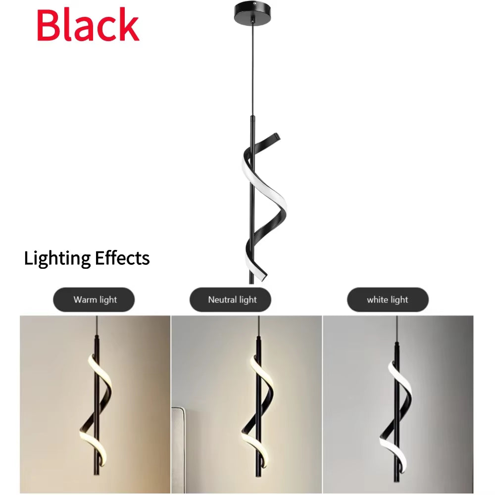Nordic Spiral Chandelier Minimalist Modern Atmosphere Chandelier Metal Spiral Pendant Lamp for Ceiling Fixtures Lighting