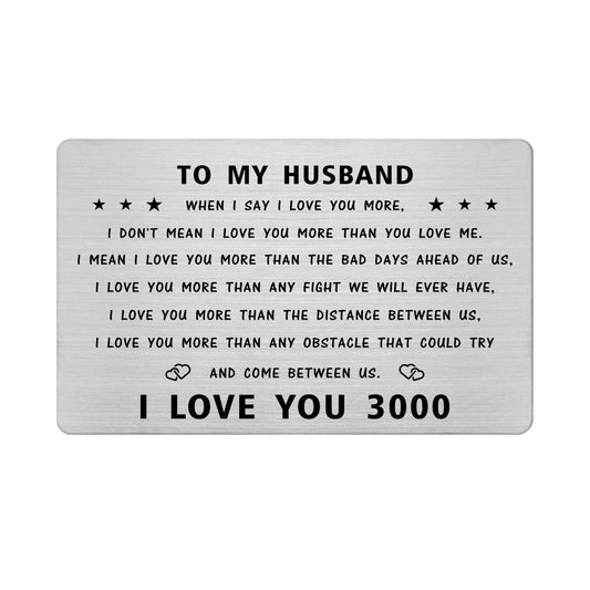 Wallet Card for Husband - I Love You Gift, Perfect for Birthdays, Valentine's Day, and Father's Day