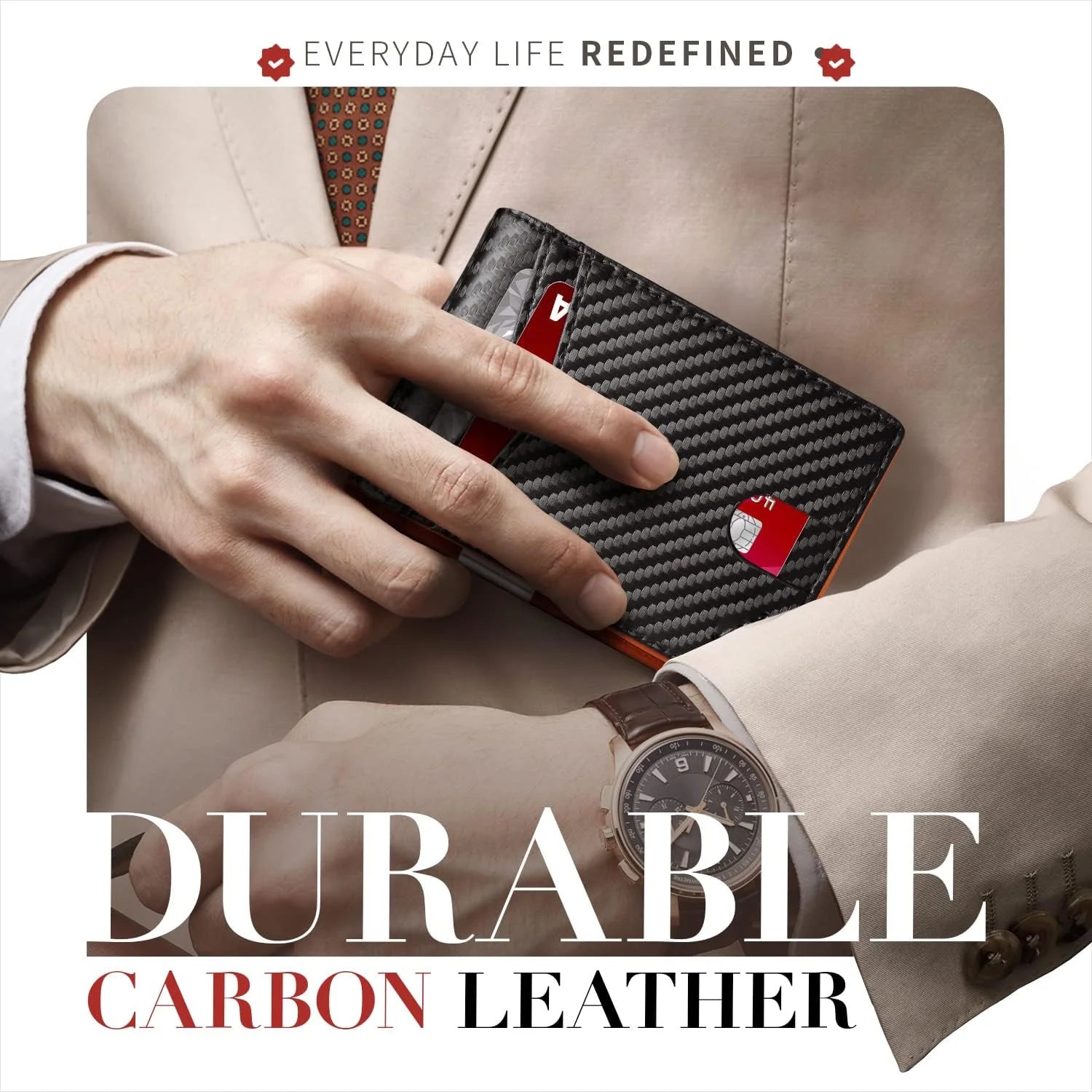 Men's Slim Wallet - Genuine Leather Minimalist Design with RFID Blocking and Money Clip, Ideal Gift Option
