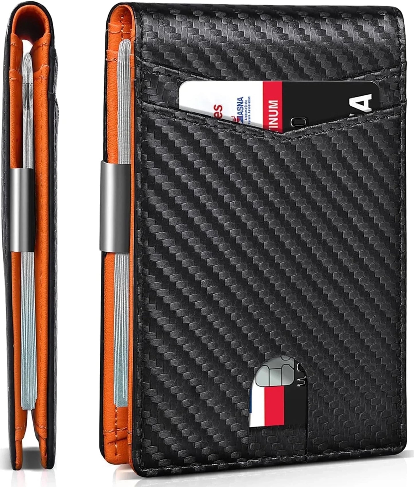 Men's Slim Wallet - Genuine Leather Minimalist Design with RFID Blocking and Money Clip, Ideal Gift Option