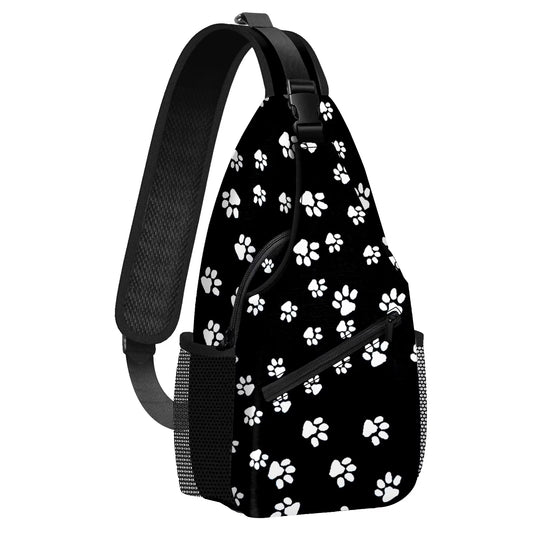 Vacekoe Crossbody Sling Backpack for Men and Women - Outdoor Travel and Camping Daypack with Dog Footprint Design