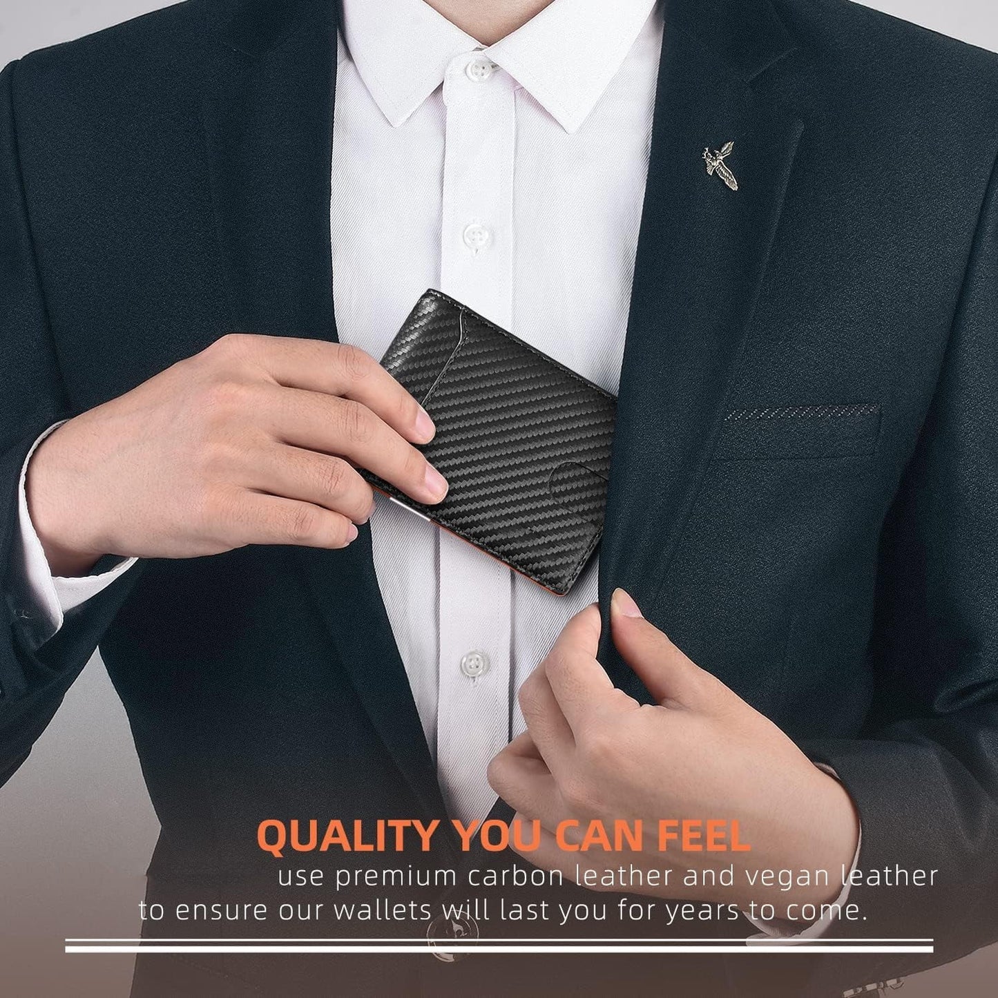 Men's Slim Wallet - Genuine Leather Minimalist Design with RFID Blocking and Money Clip, Ideal Gift Option